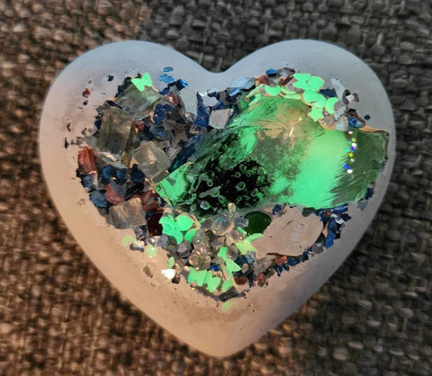 Concrete Heart Stone -Blenko Glow Glass