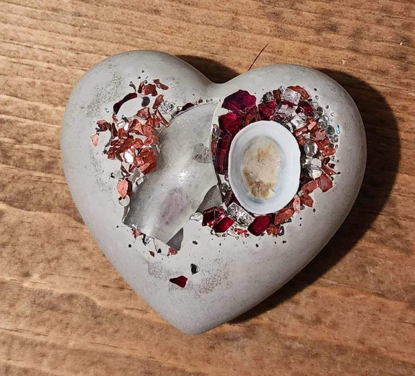 Concrete Heart Stone -Blenko Glow Glass