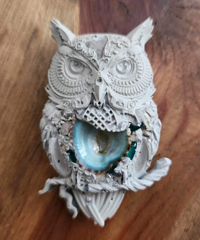 Concrete Ornate Owl Magnet