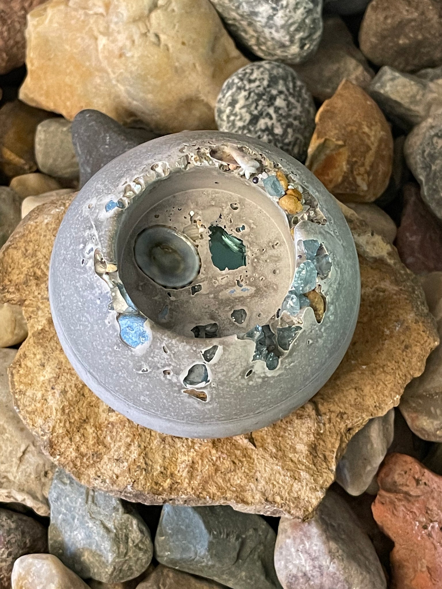 Concrete Sphere Tea Light Holder