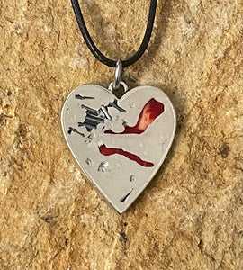 Metal Framed Concrete Heart Necklace