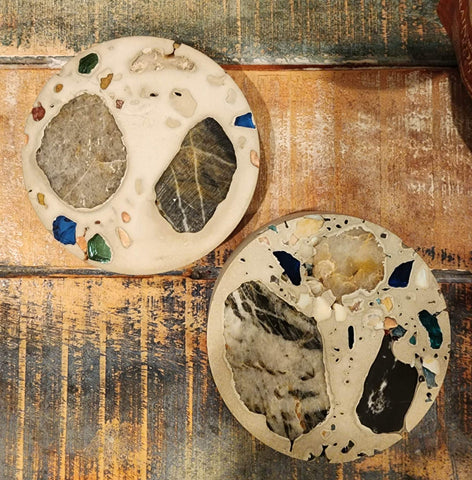 Pair of Concrete & Stone Coasters