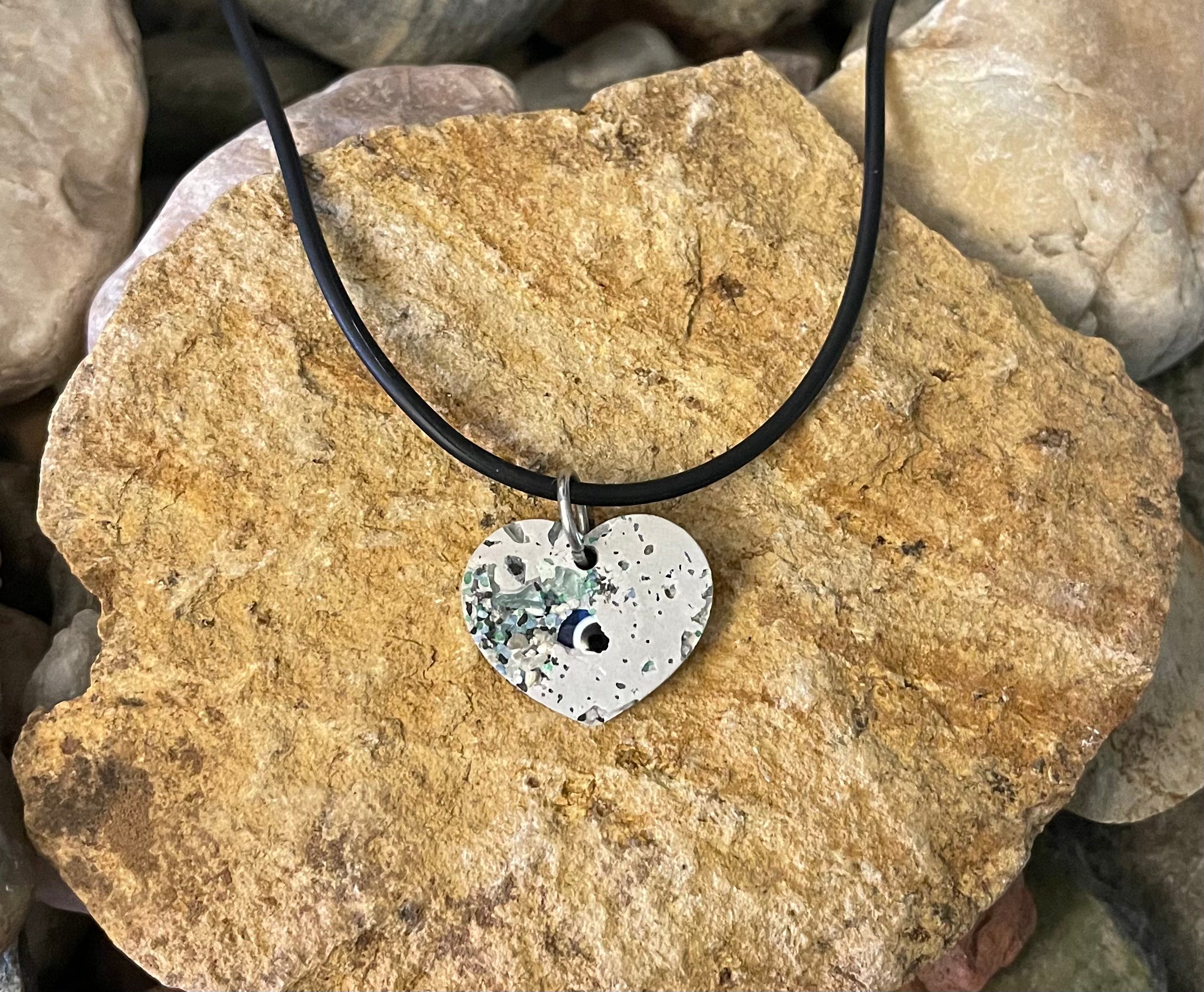 Concrete Heart ‘Evil Eye’ Charm Pendant Necklace