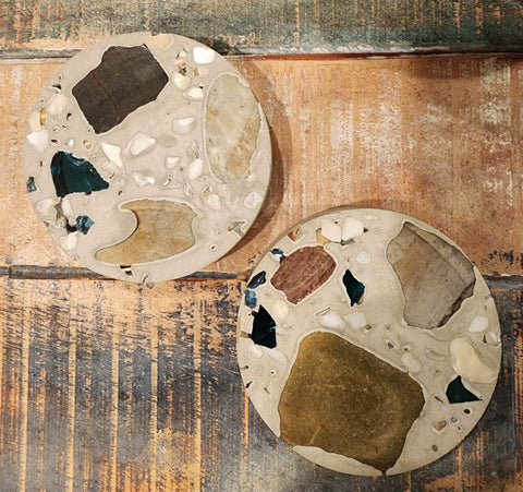 Pair of Concrete & Stone Coasters