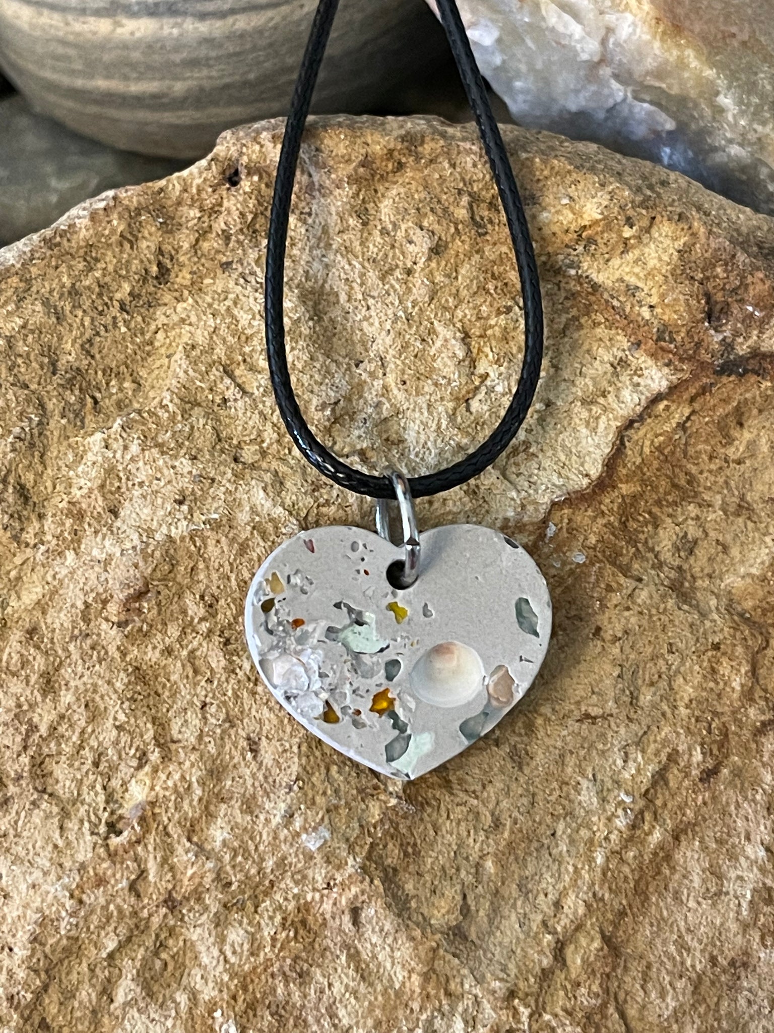 Concrete Heart Charm Necklace