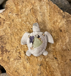 Concrete Sea Turtle 1.5” Light Green and Amethyst