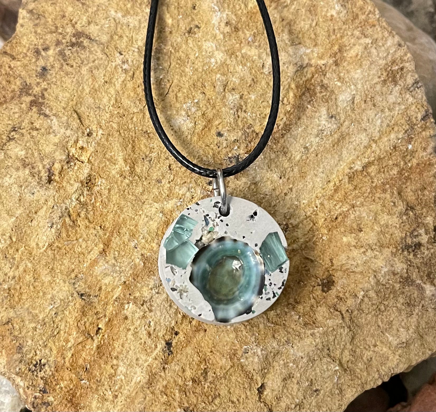 Concrete Disc Limpet Shell Necklace